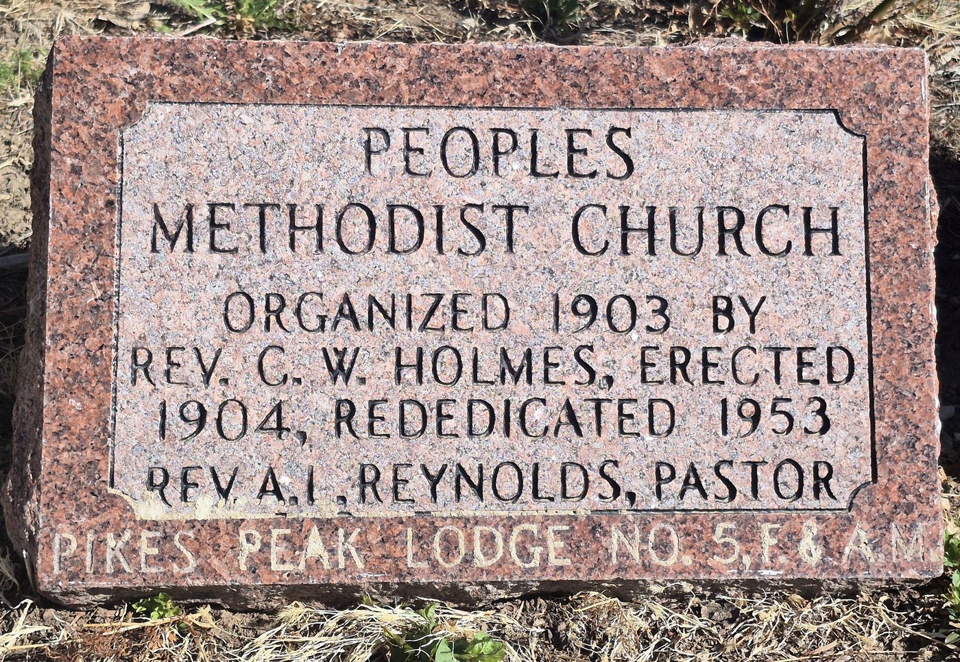 Historical marker for Peoples Methodist Church organized in 1903
