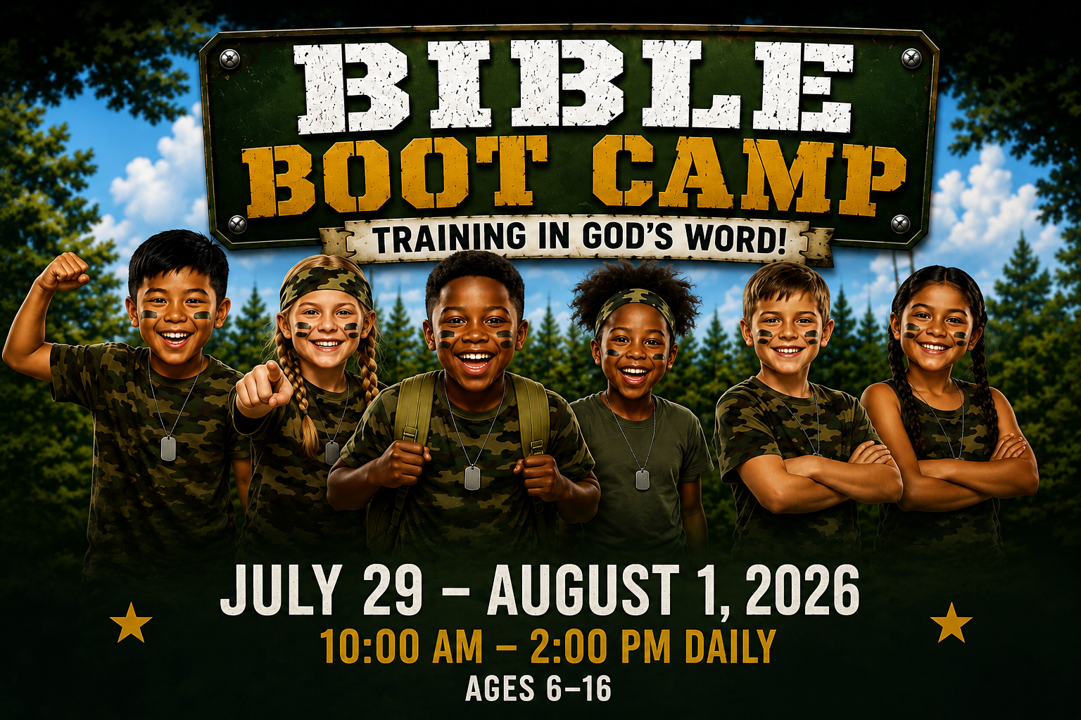 PUMC 2026 VBS Bible Boot Camp flyer